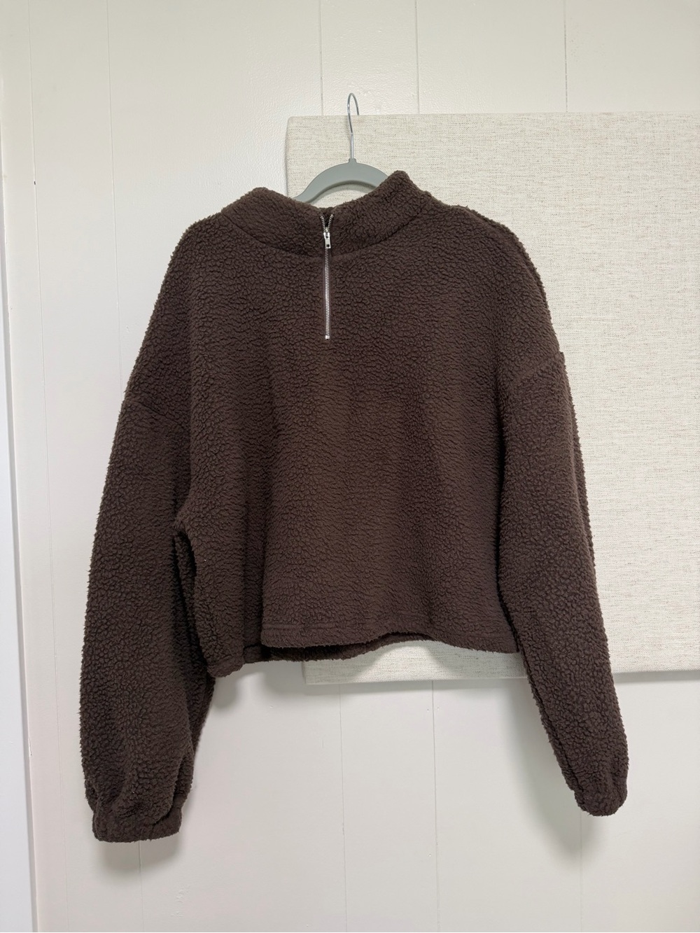 Cider Chocolate Brown Sherpa Half-Zip Teddy Jacket